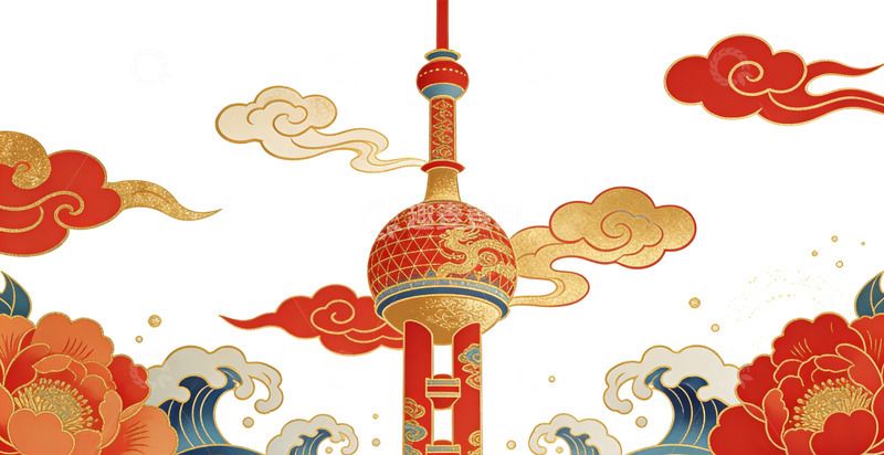 高清大图下载【趣麦麦图】中国风建筑云纹花卉图案