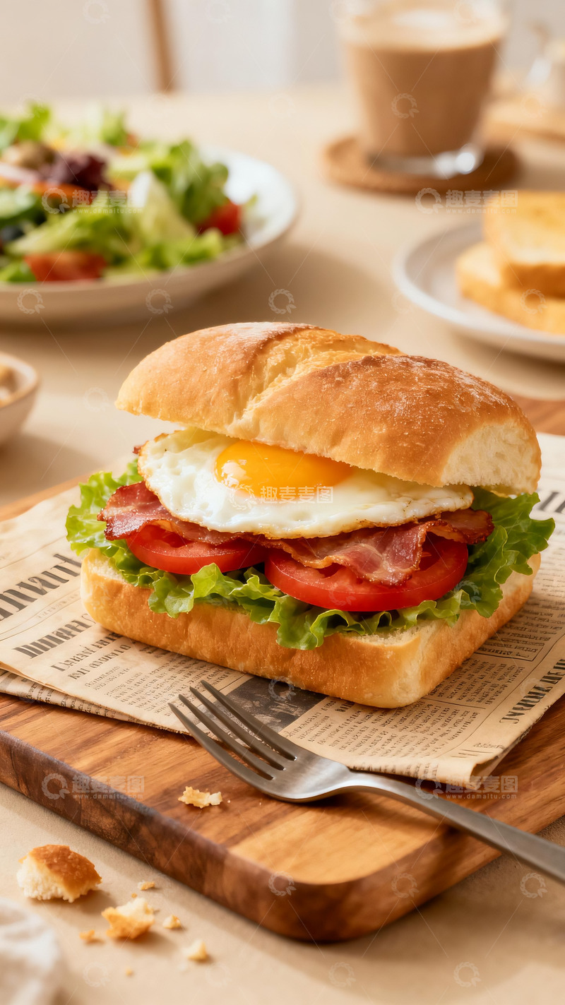 高清大图下载【趣麦麦图】早餐三明治摄影4