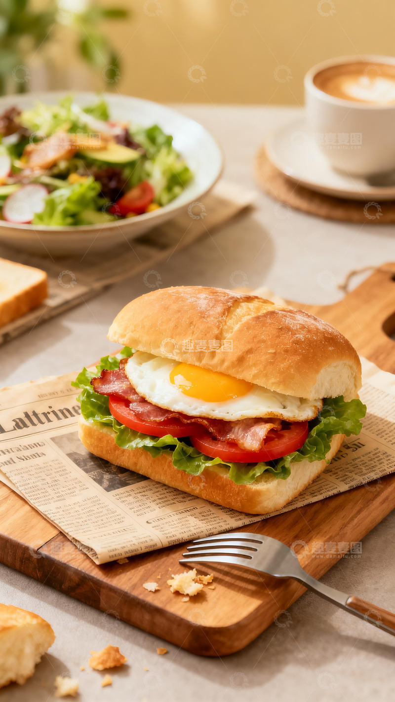 高清大图下载【趣麦麦图】早餐三明治摄影3