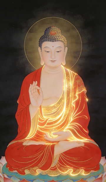 佛像油画金色光芒庄严装饰画
