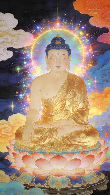 佛光普照金色佛陀艺术插画装饰画