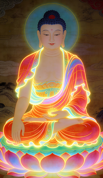 佛光普照释迦牟尼佛像艺术插画装饰画