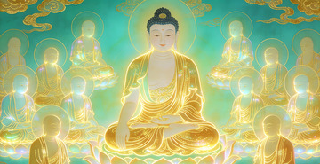 佛教艺术金色佛陀图像装饰画