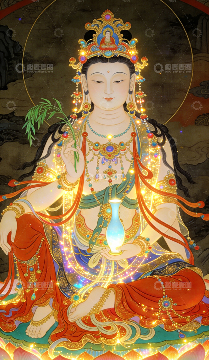 高清大图下载【趣麦麦图】佛教艺术观音像画像装饰画