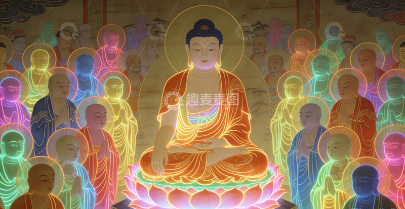 高清大图下载【趣麦麦图】佛教艺术动画场景装饰画