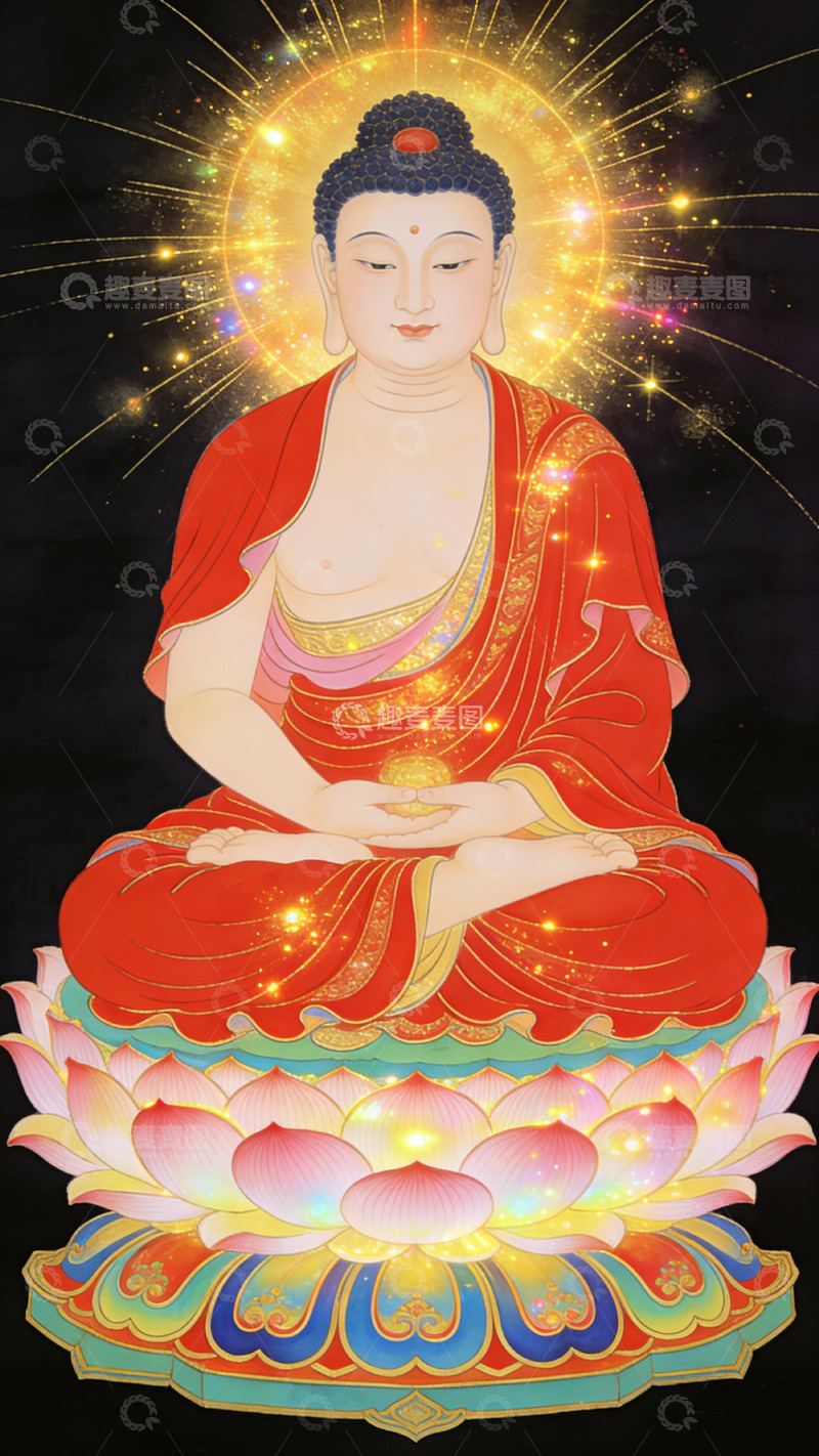 高清大图下载【趣麦麦图】佛教艺术释迦牟尼坐像装饰画