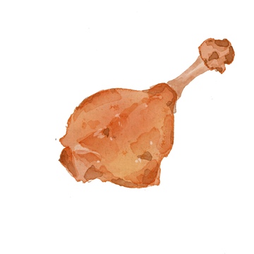 水彩鸡腿插画食品绘画素材