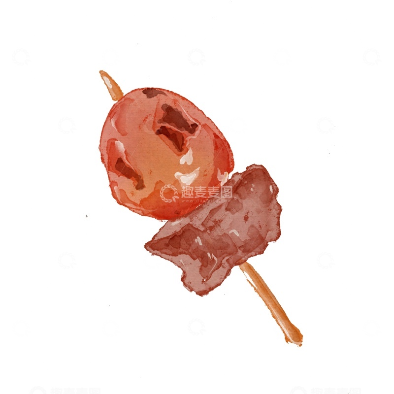 源文件下载【趣麦麦图】水彩风串烧美食插画设计素材