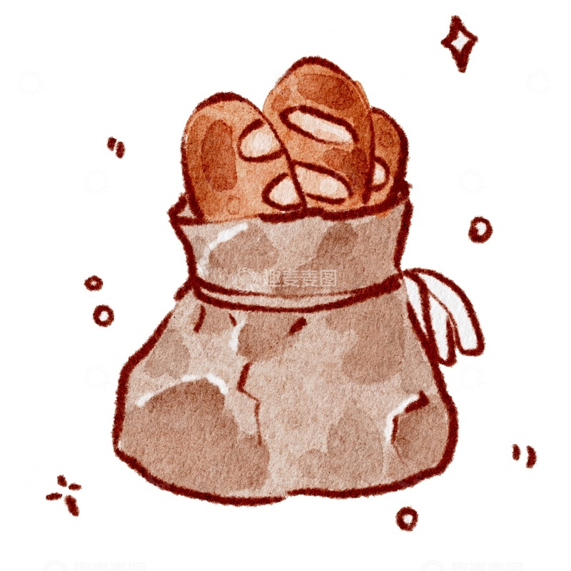 源文件下载【趣麦麦图】手绘面包袋卡通插画