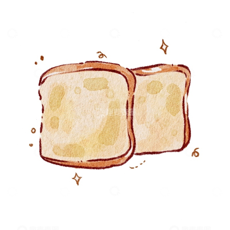 源文件下载【趣麦麦图】水彩面包简笔画素材