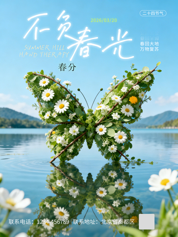春日蝶舞自然风宣传海报