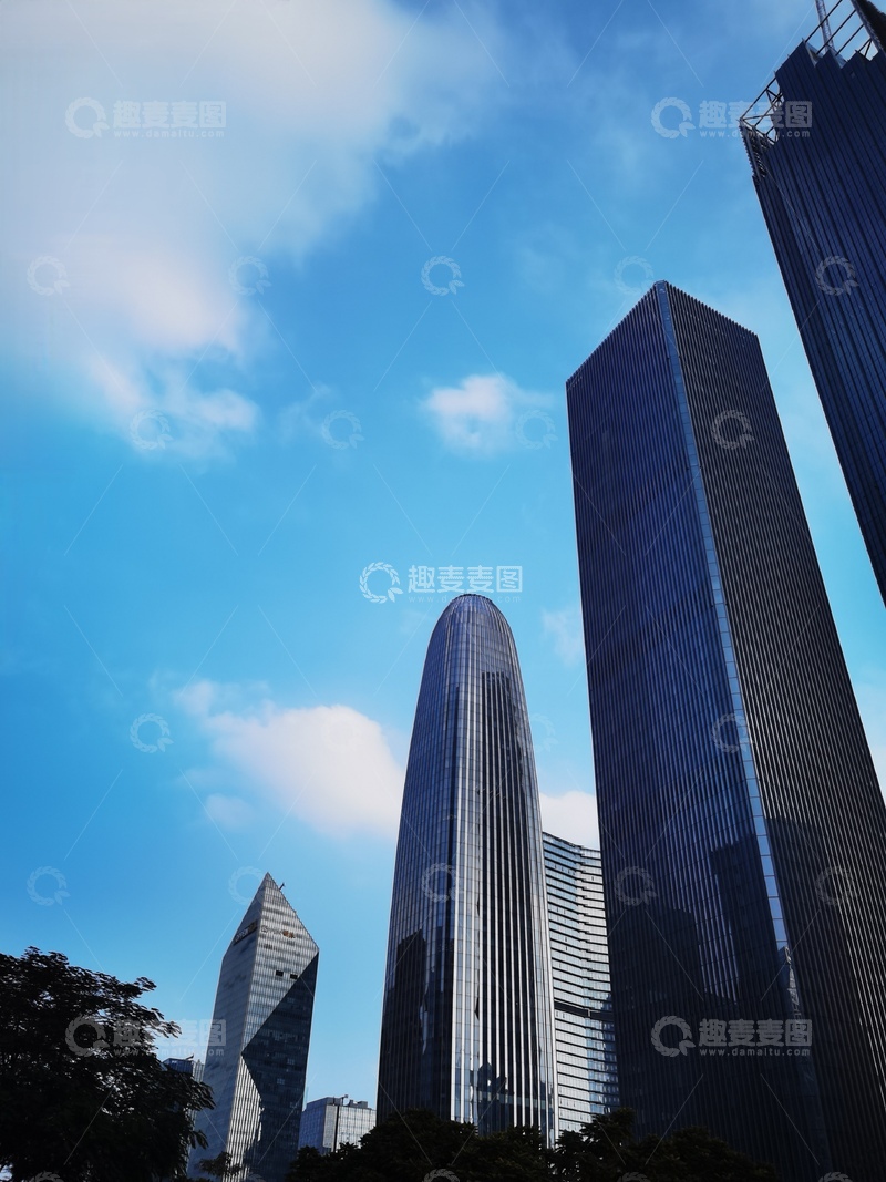 高清大图下载【趣麦麦图】蓝天高楼城市风光摄影