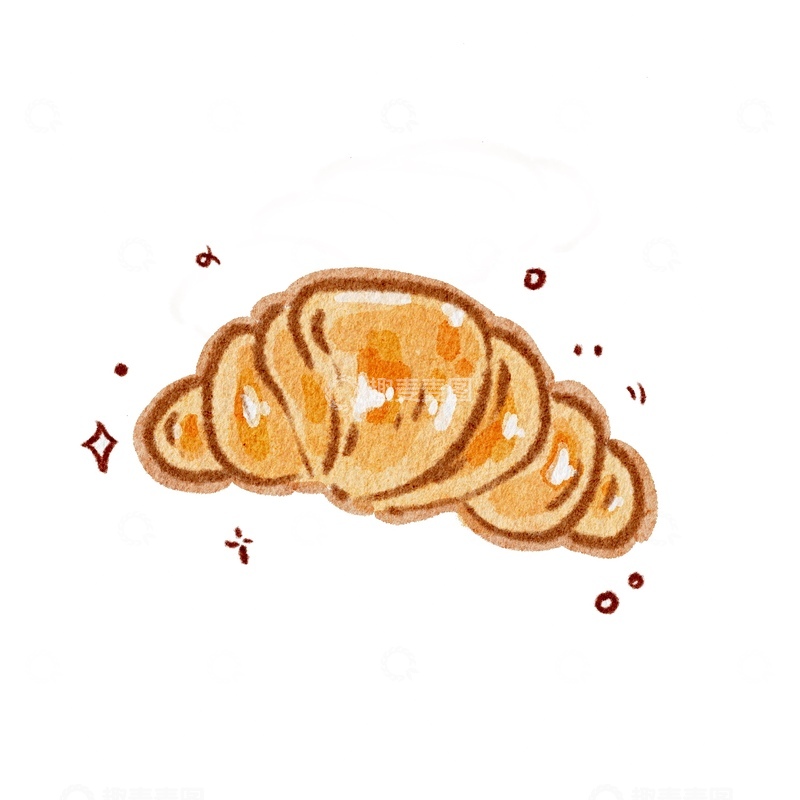 源文件下载【趣麦麦图】手绘牛角面包插画素材