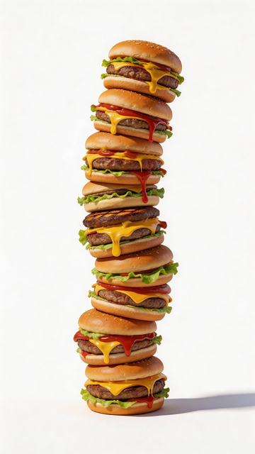 高耸汉堡美食摄影