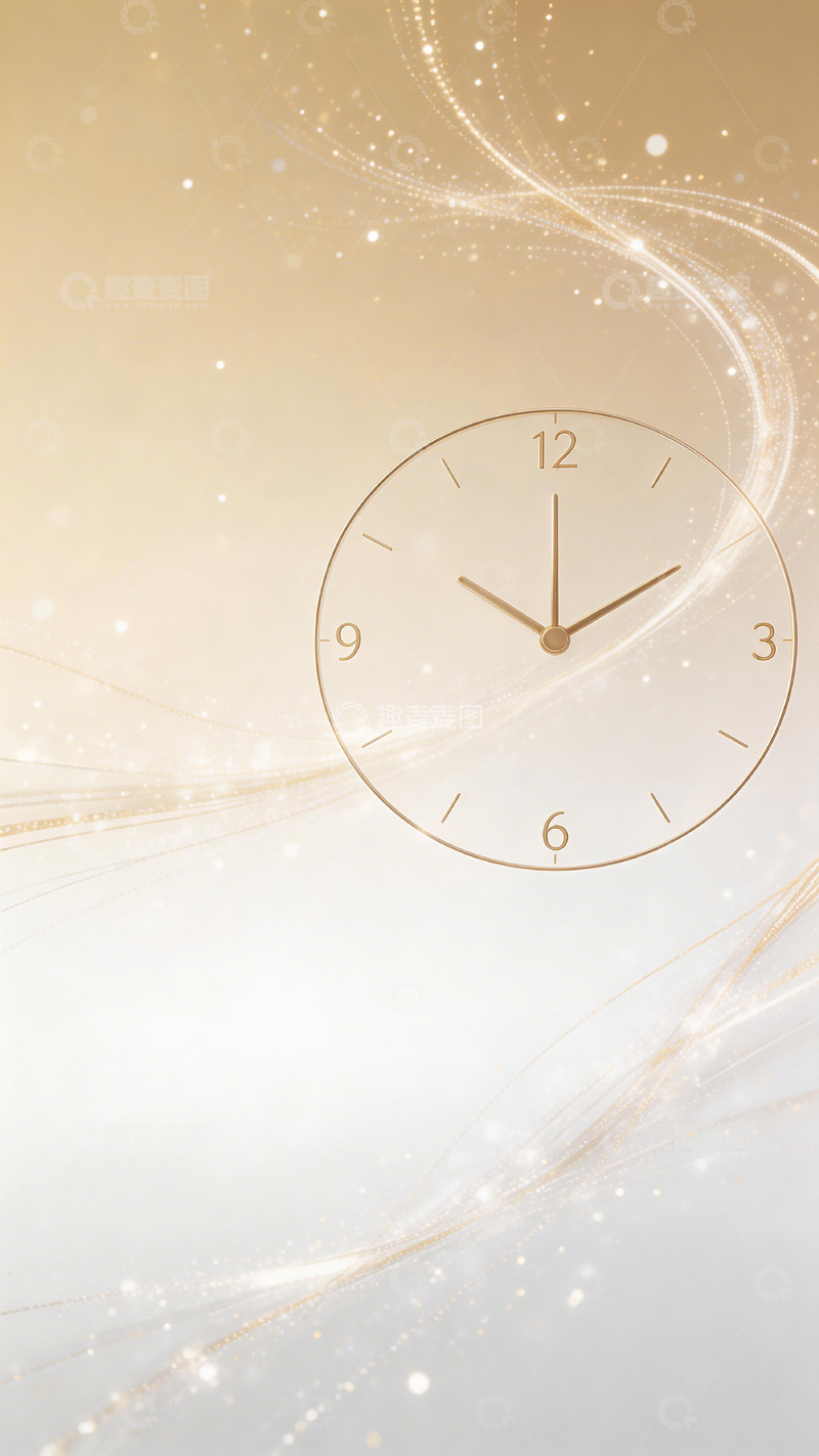 高清大图下载【趣麦麦图】金光闪耀时钟背景