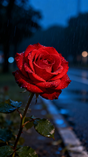 雨中红玫瑰浪漫壁纸