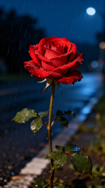 雨中玫瑰浪漫诗意壁纸