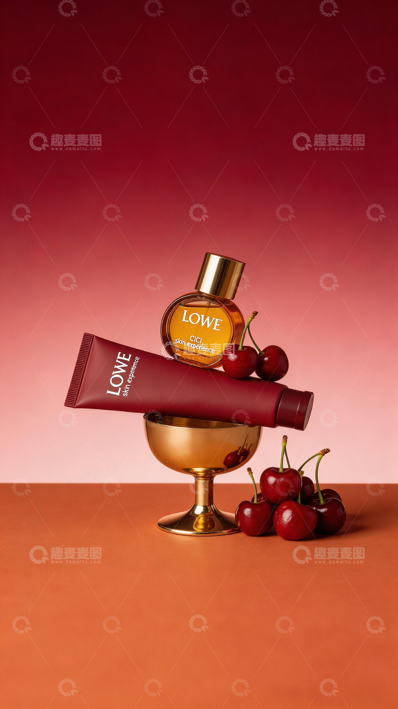 高清大图下载【趣麦麦图】精致香水与樱桃摄影