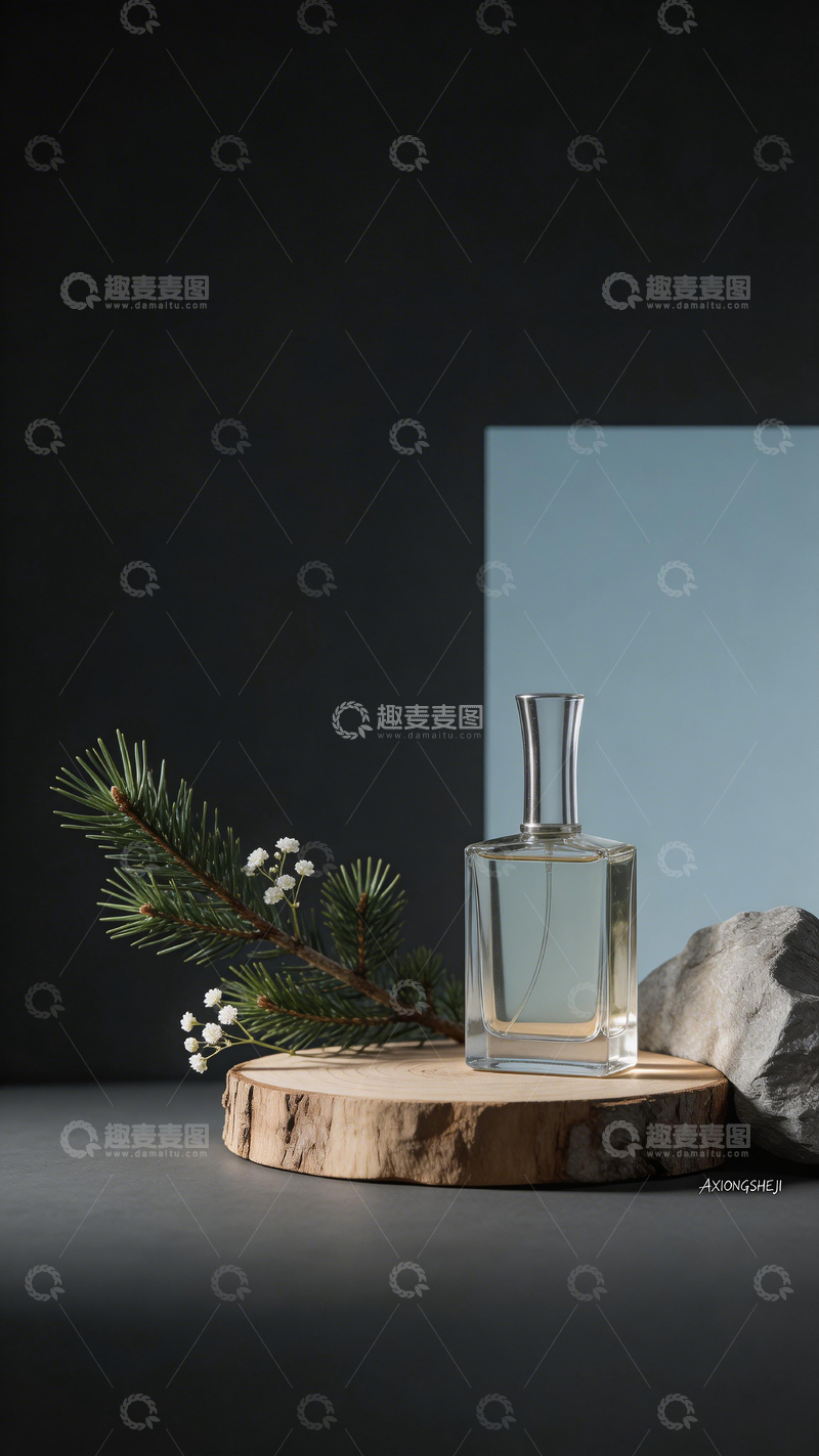 高清大图下载【趣麦麦图】简约玻璃香水瓶植物装饰摄影