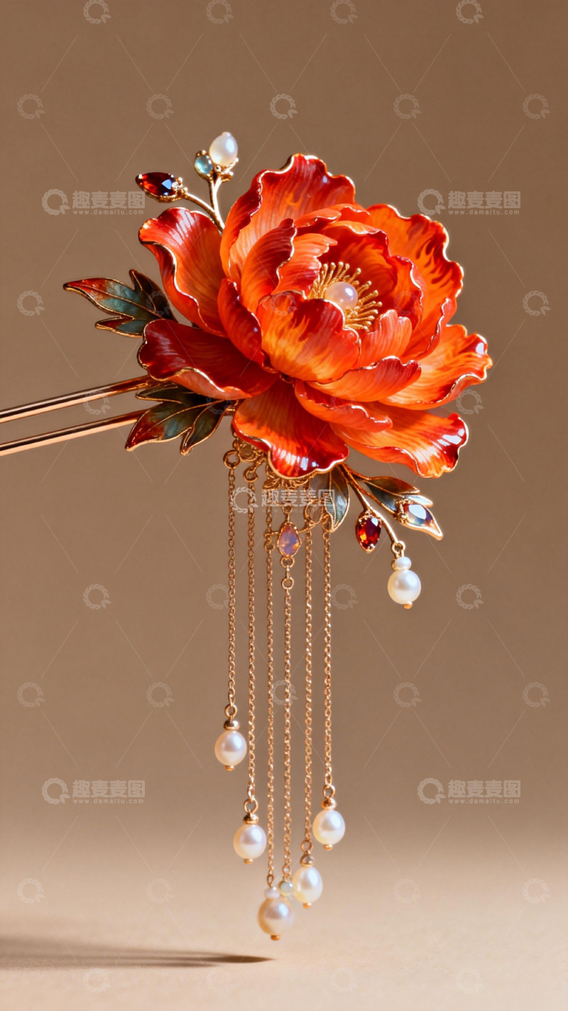 高清大图下载【趣麦麦图】古典华丽牡丹发簪