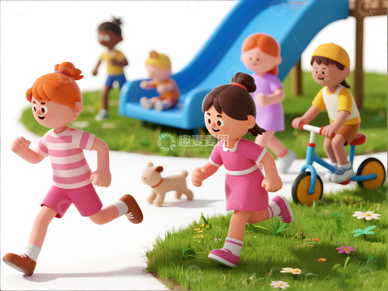 高清大图下载【趣麦麦图】童趣乐园玩耍插画