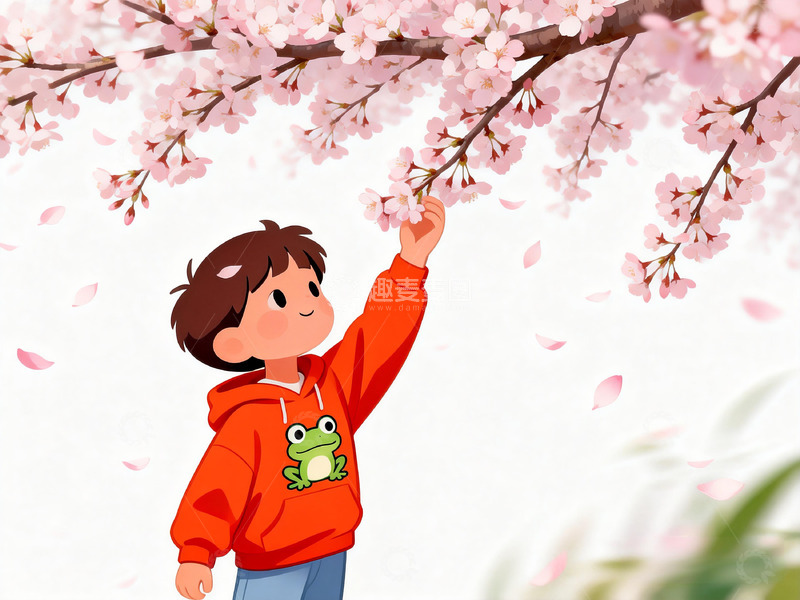 高清大图下载【趣麦麦图】春日樱花童趣插画
