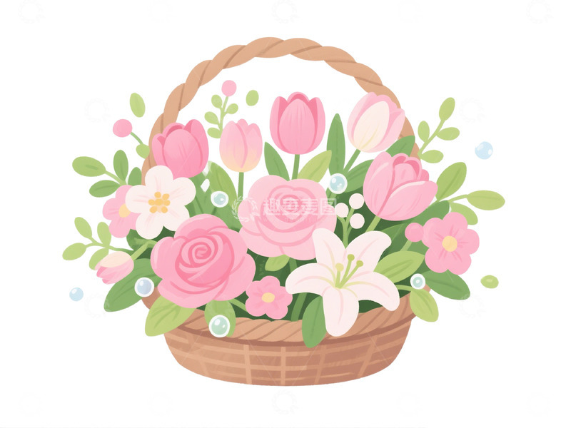 高清大图下载【趣麦麦图】卡通手绘春季花朵素材