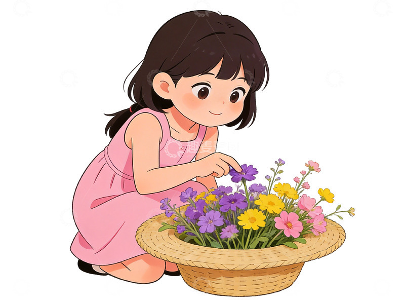 高清大图下载【趣麦麦图】卡通女孩园艺插画素材