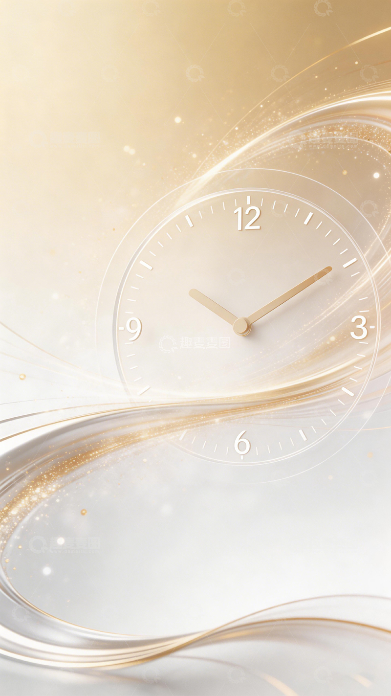 高清大图下载【趣麦麦图】奢华金色时钟背景设计