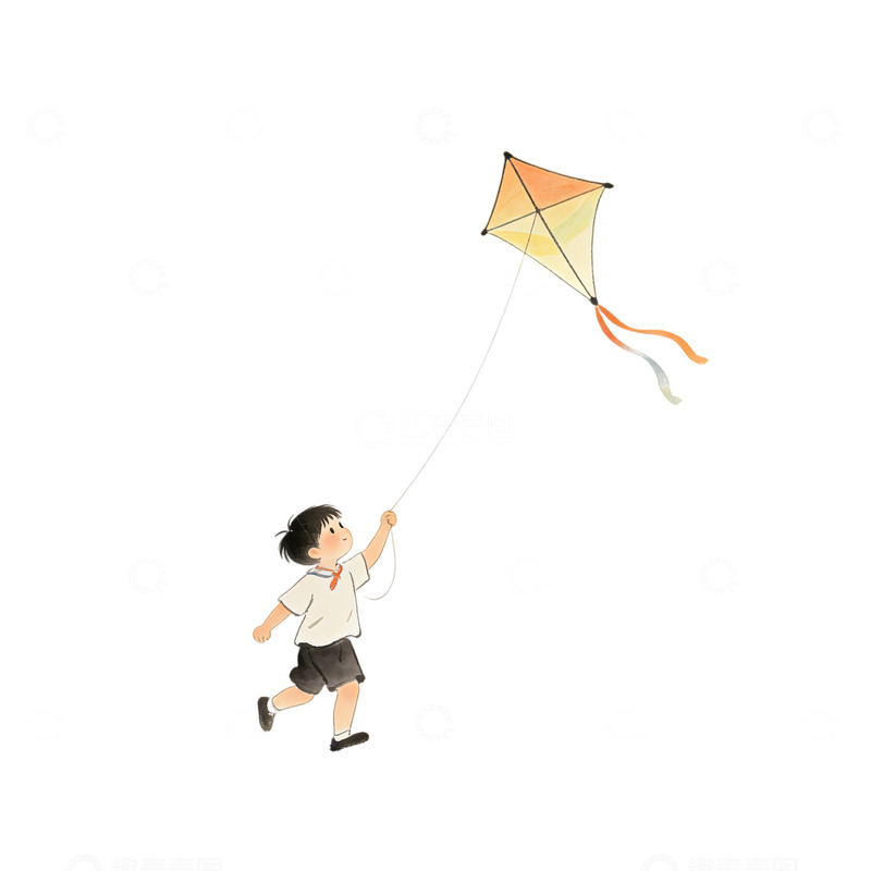 高清大图下载【趣麦麦图】童趣风筝插画