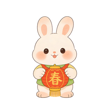 可爱兔喜庆春节插画