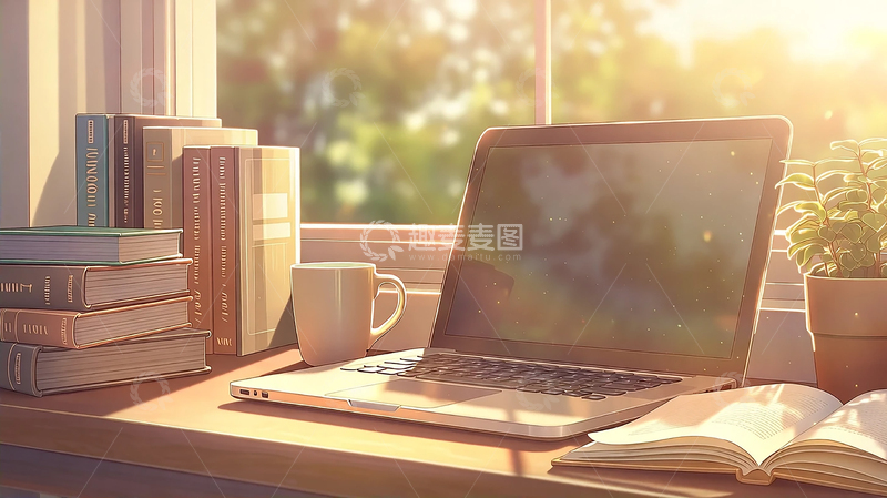 高清大图下载【趣麦麦图】金色叶海与温馨书香交织