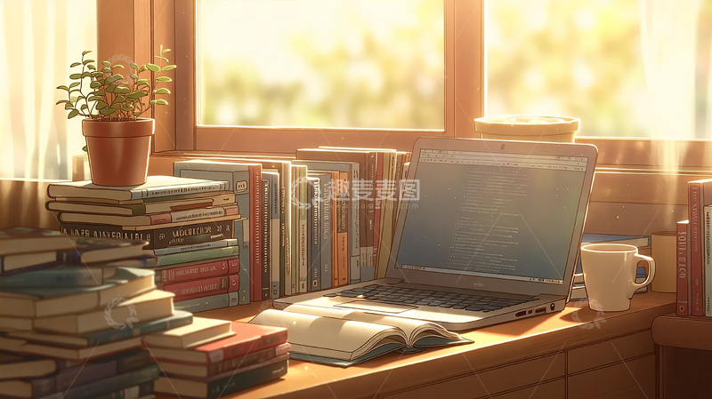 高清大图下载【趣麦麦图】秋意浓郁的书香时光