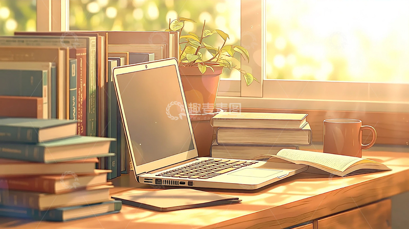 高清大图下载【趣麦麦图】秋日温馨书香与咖啡的邂逅