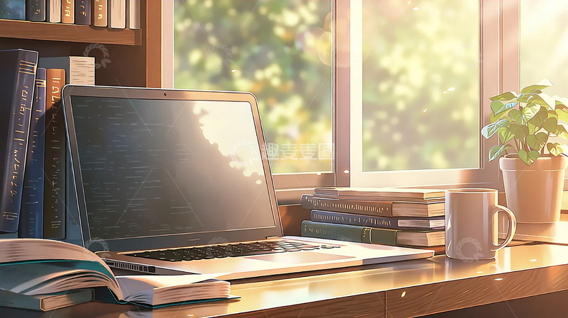 高清大图下载【趣麦麦图】秋日静谧书香与咖啡的温暖时光
