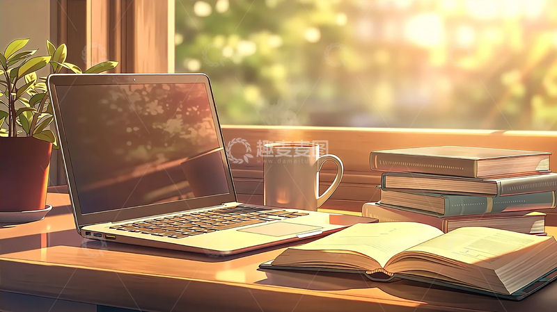 高清大图下载【趣麦麦图】落叶轻舞中的咖啡时光