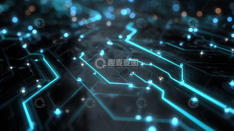高清大图下载【趣麦麦图】数字世界的蓝色脉络