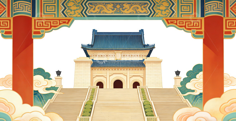 高清大图下载【趣麦麦图】传统中国建筑插画