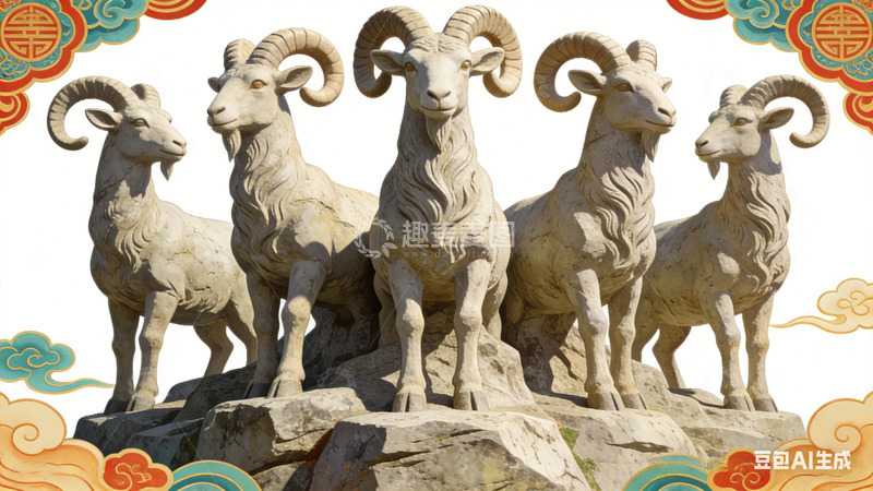 高清大图下载【趣麦麦图】石雕山羊艺术装饰素材