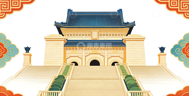 高清大图下载【趣麦麦图】传统中国地标建筑插画