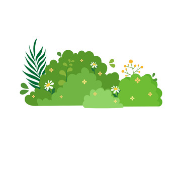 卡通绿色植被插画