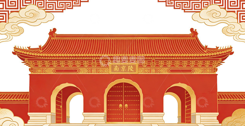 高清大图下载【趣麦麦图】中国风古代宫殿建筑插画