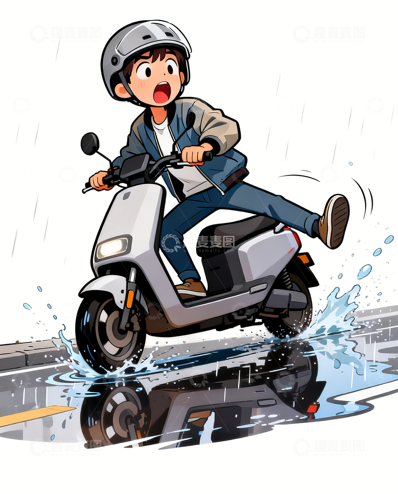 源文件下载【趣麦麦图】即将摔车的通勤打工人3