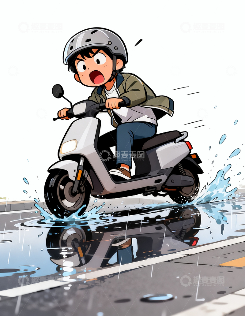 源文件下载【趣麦麦图】即将摔车的通勤打工人1