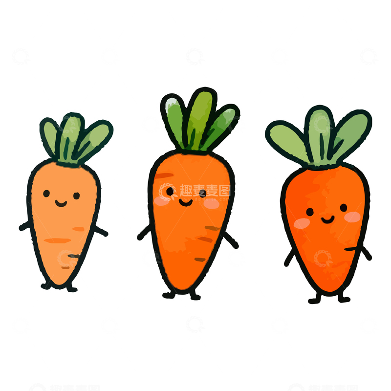 源文件下载【趣麦麦图】可爱卡通胡萝卜形象矢量设计素材