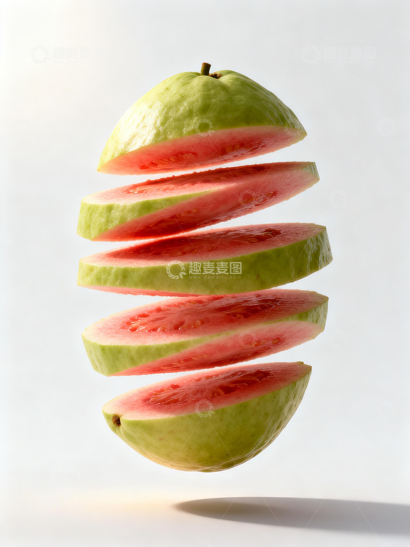 高清大图下载【趣麦麦图】红心芭乐切割切片摄影1