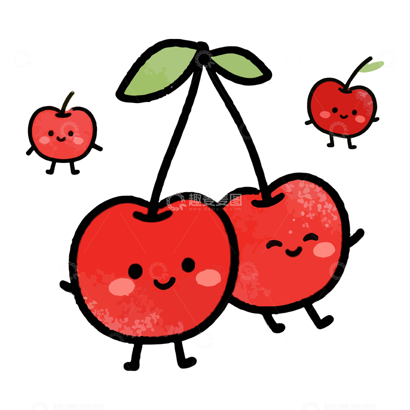 源文件下载【趣麦麦图】可爱卡通樱桃表情包贴纸素材