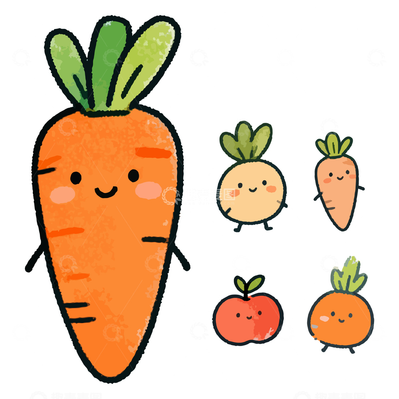 源文件下载【趣麦麦图】卡通蔬果表情贴纸
