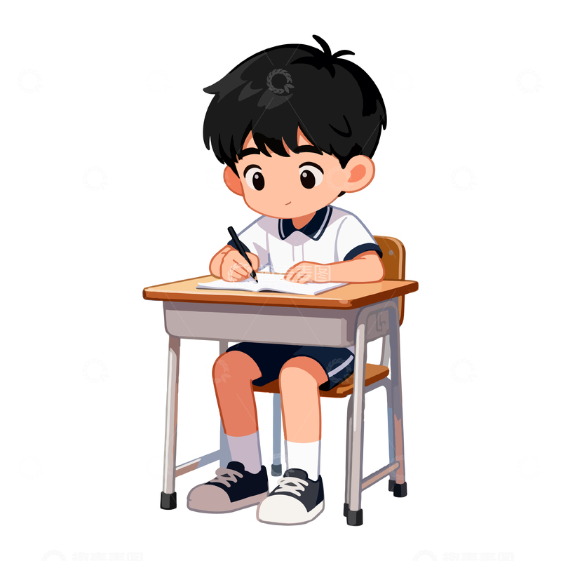 源文件下载【趣麦麦图】卡通学习场景小学生写作素材