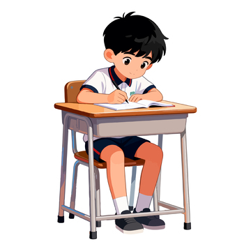 学生写作卡通插画